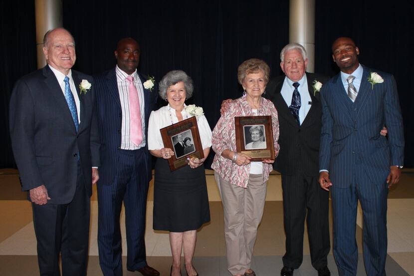  The second inaugural Irving ISD Athletic Hall of Fame class inductees included from left,...