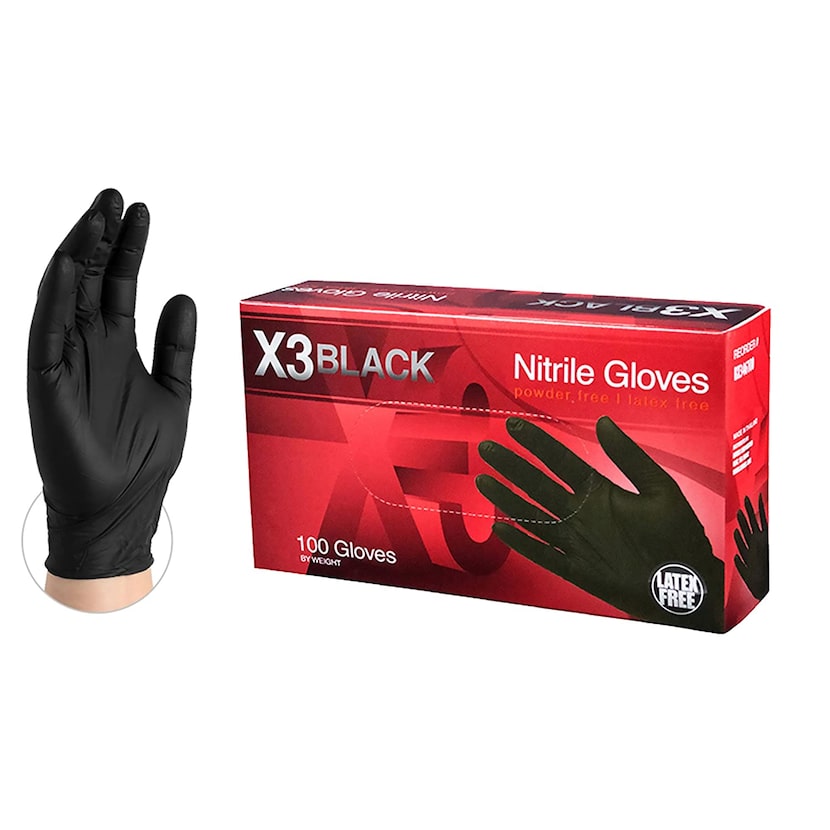 AMMEX X3 Industrial Black Nitrile Gloves