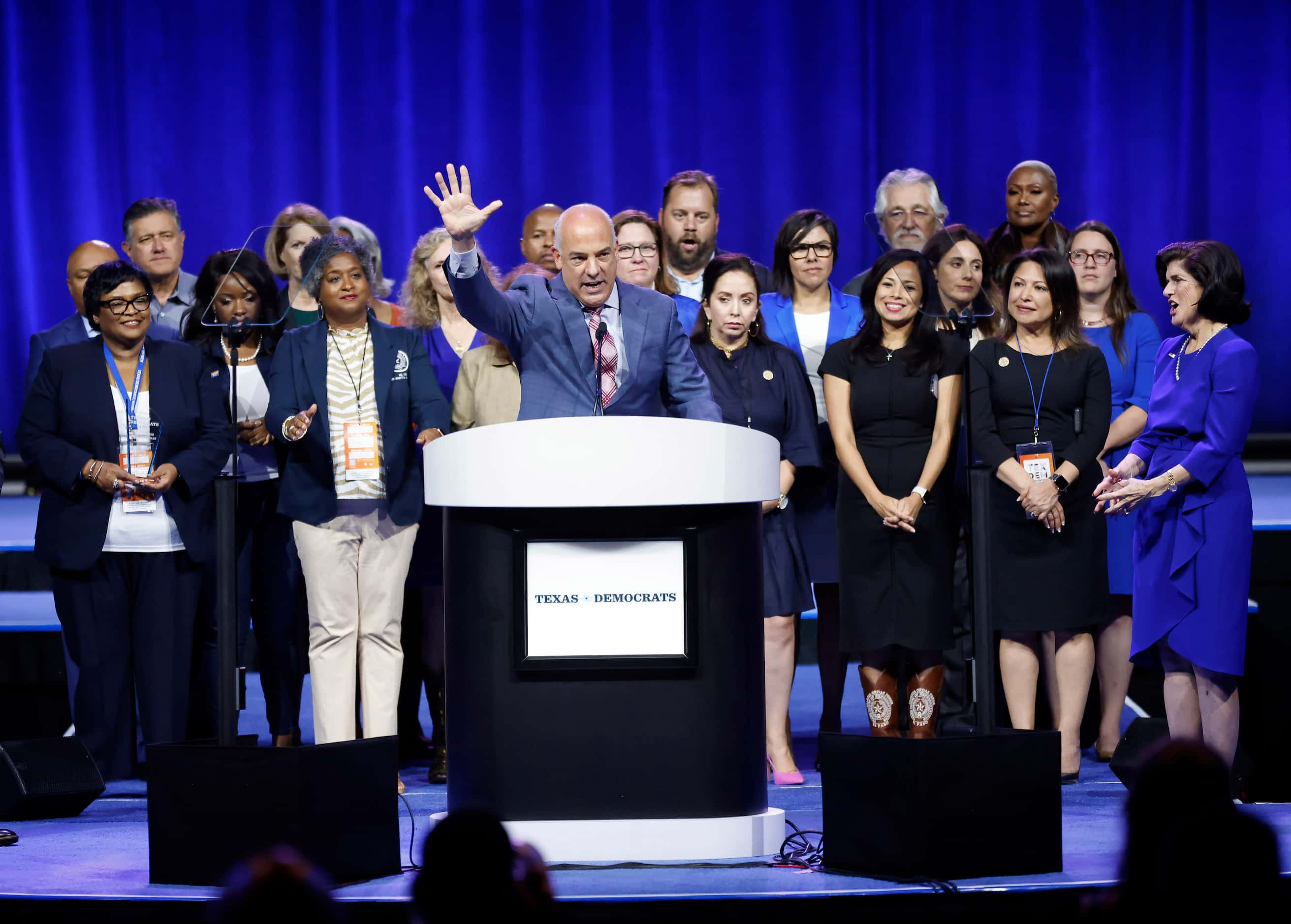 Texas House Democratic Caucus Chair Chris Turner spoke after being recognized by Luci Baines...