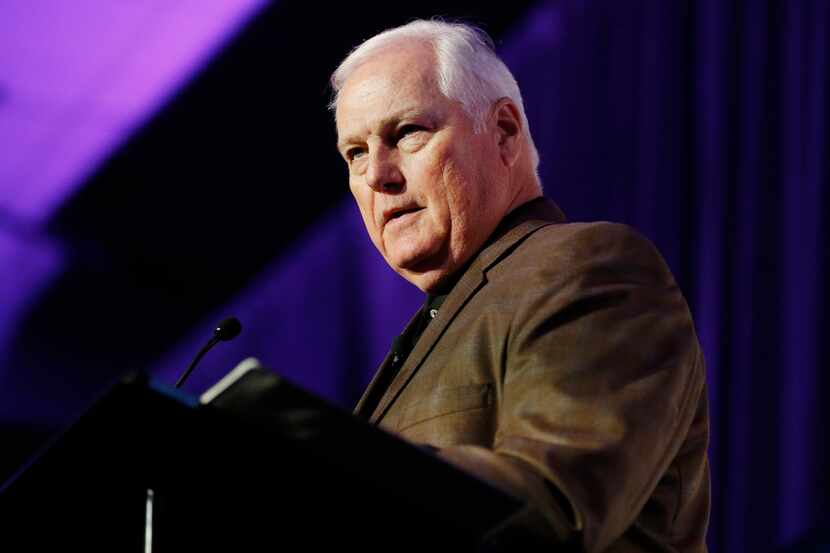 WFAA-TV (Channel 8) sports anchor Dale Hansen, shown in September 2014 at an event at the...