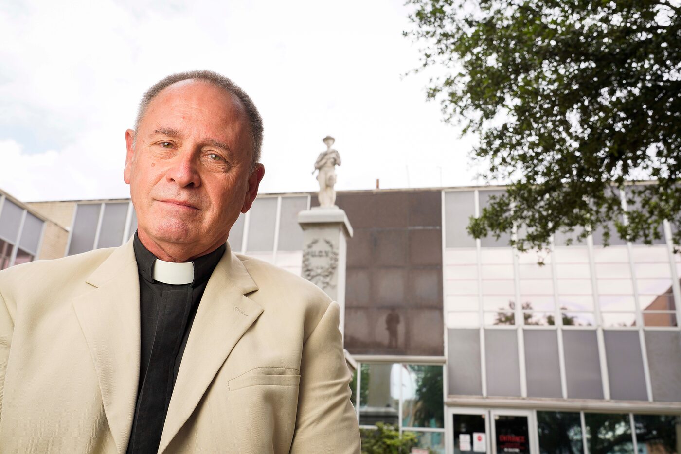 Eston Williams photographed at the Confederate monument in front of the Kaufman County...