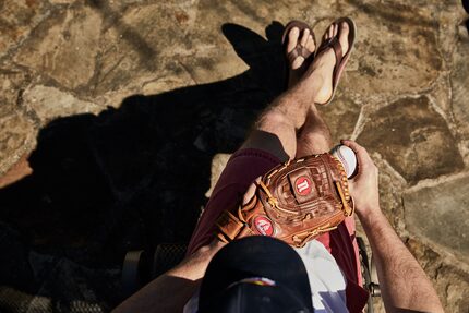 Texas Rangers pitcher Cole Hamels (photographed above) is the face of the Hari Mari x Nokona...