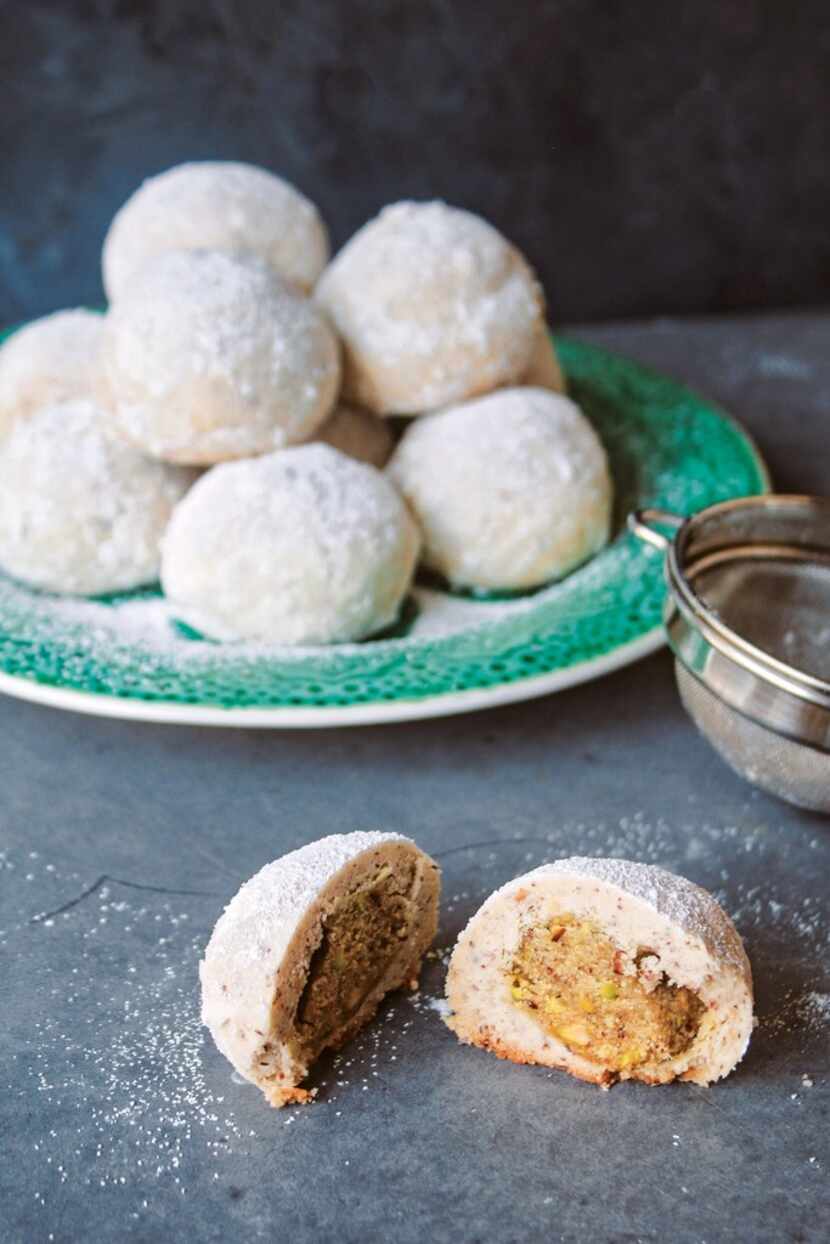 Ghari Stuffed Italian Wedding Cookies from Milk & Cardamom cookbook. Reprinted with...