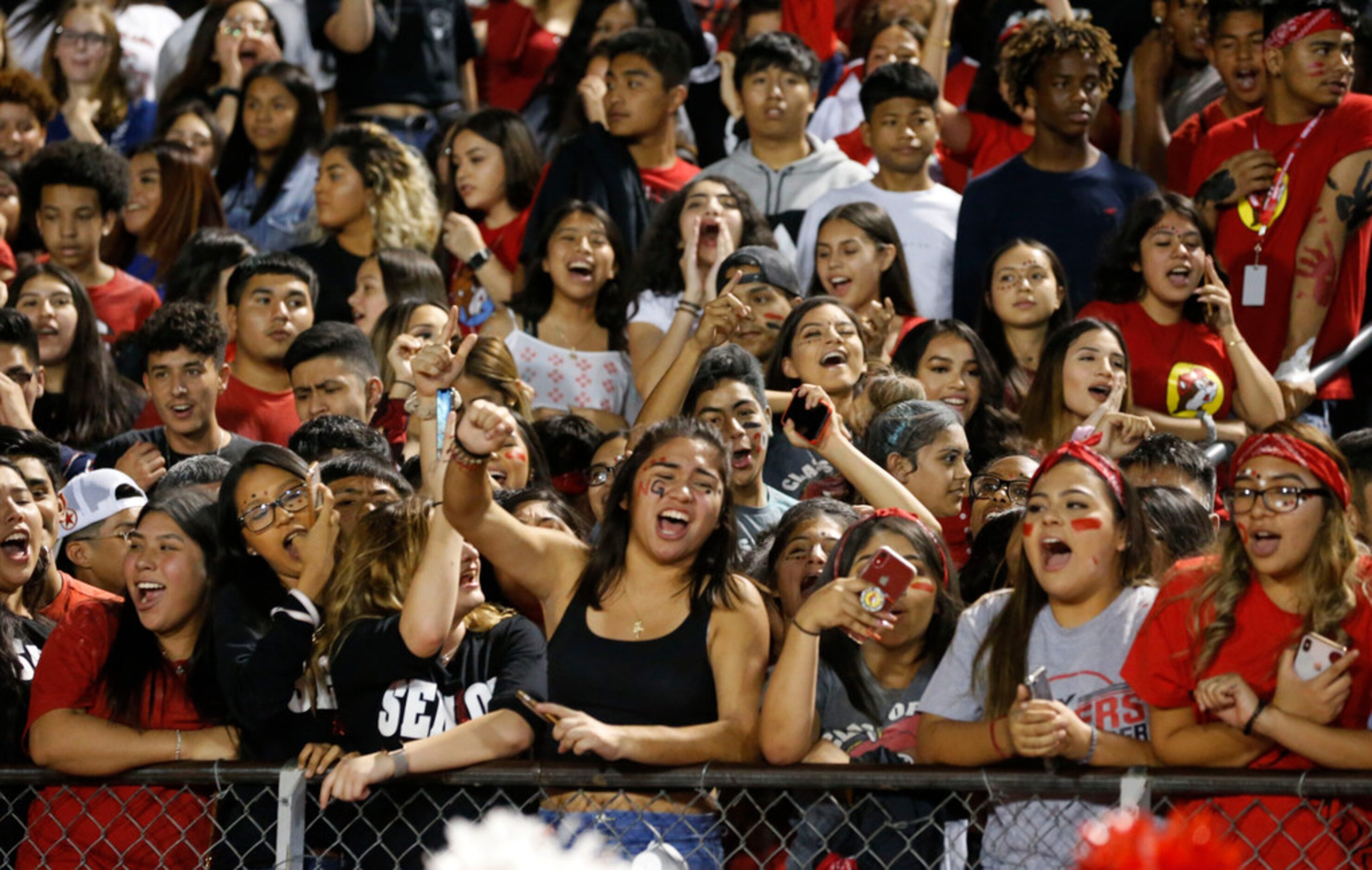 North Garland students cheer during the first half of the Garland Naaman Forest Vs. North...