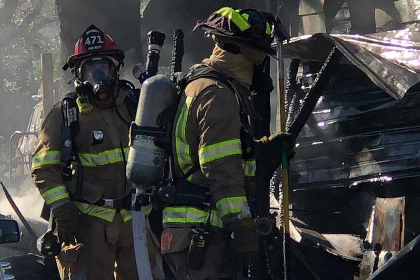 McKinney firefighters worked to extinguish a blaze Sunday, Feb. 24, 2019, at a home in the...