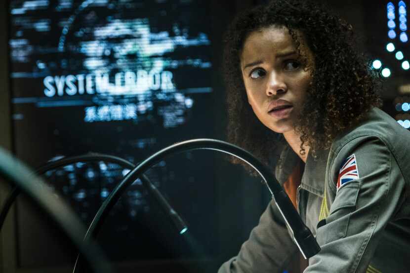 This image released by Netflix shows Gugu Mbatha-Raw in a scene from "The Cloverfield Paradox."