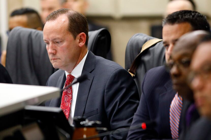 Dallas City Council member Philip Kingston looked at his computer during a meeting in...