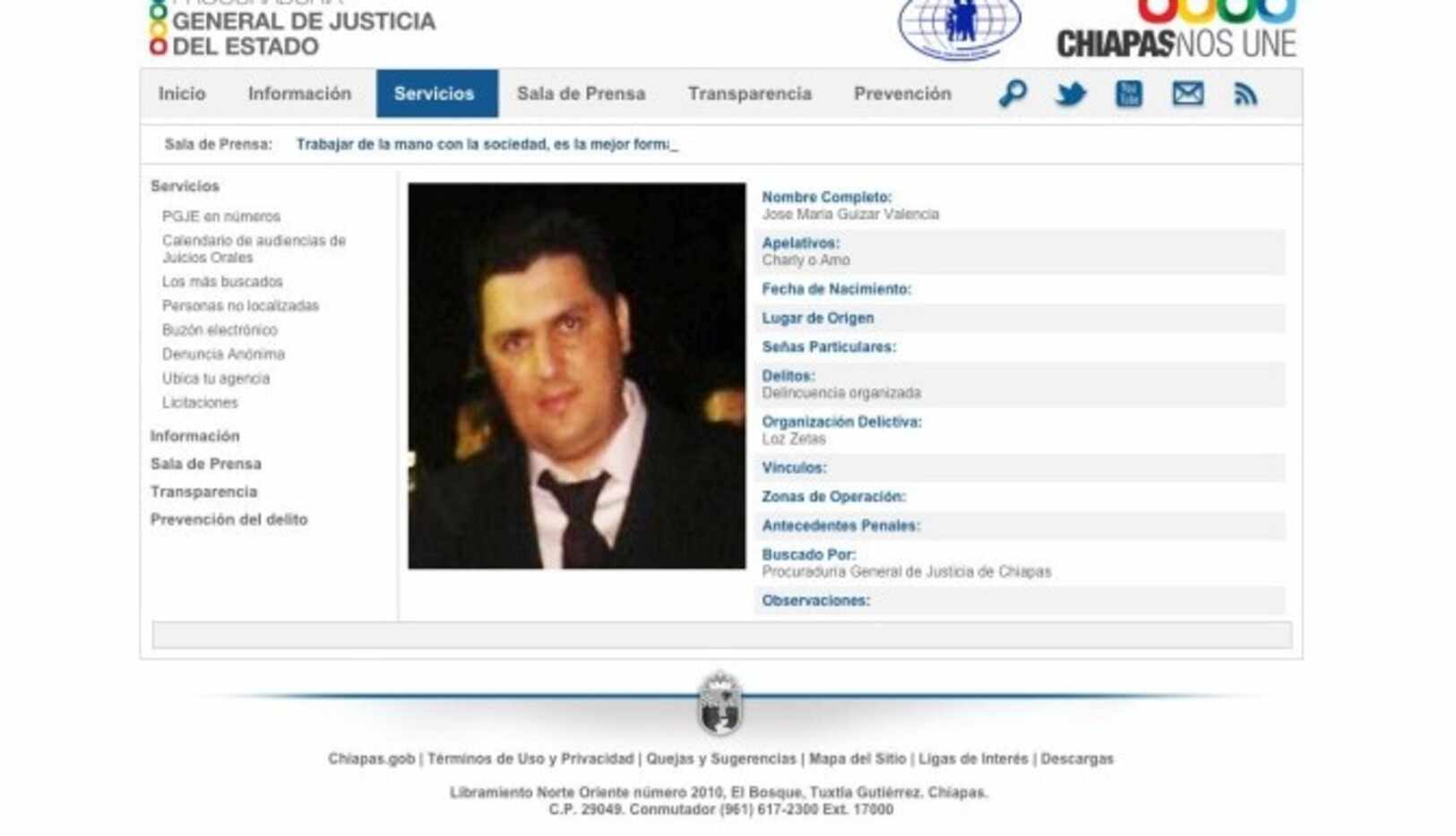 José María Guizar Valencia también se encuentra entre los más buscados por la Procuraduría...