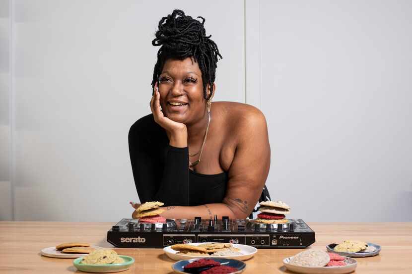 Rachel Harvey, also known as DJ Ursa Minor, with some of the cookies she bakes under as the...