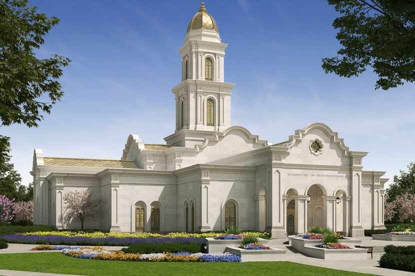 A rendering of the new temple under construction in Burleson.