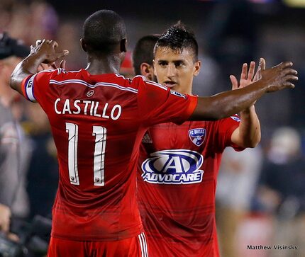 09 May 2015 - FC Dallas forward Fabian Castillo (#11) and FC Dallas midfielder Mauro Diaz...