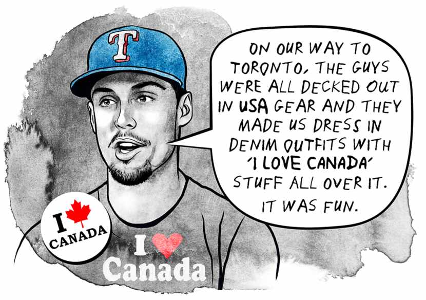 Illustration of Evan Carter, with quote:
“But on our way to Toronto, the guys were all...
