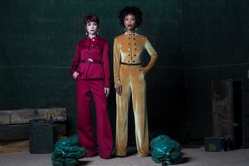 Alivia Smith (left) in the Red Dawn Suit and Aijha Yvanna in the Yellow Falcon model...