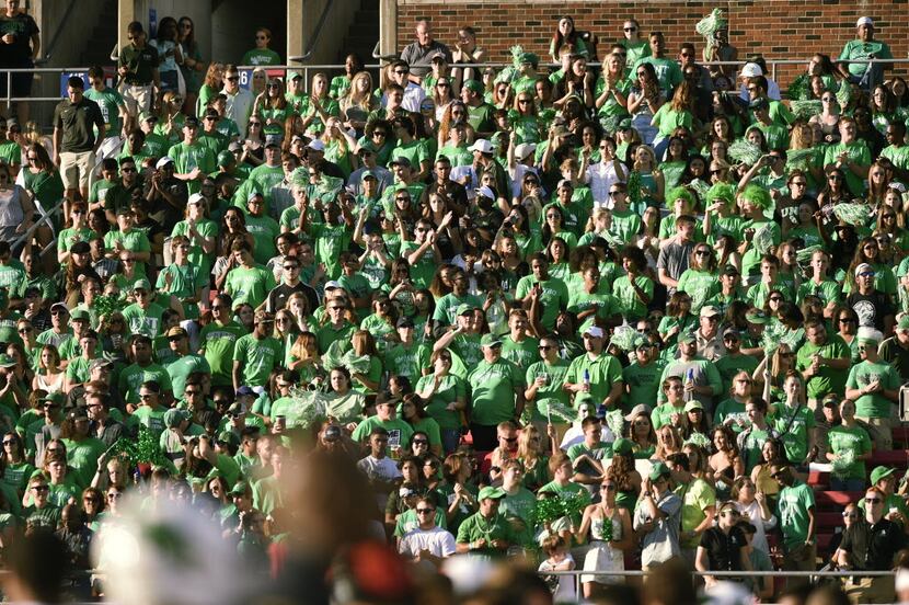 Mean Green fans fill the stands in cheering on North Texas against SMU, Saturday, September...