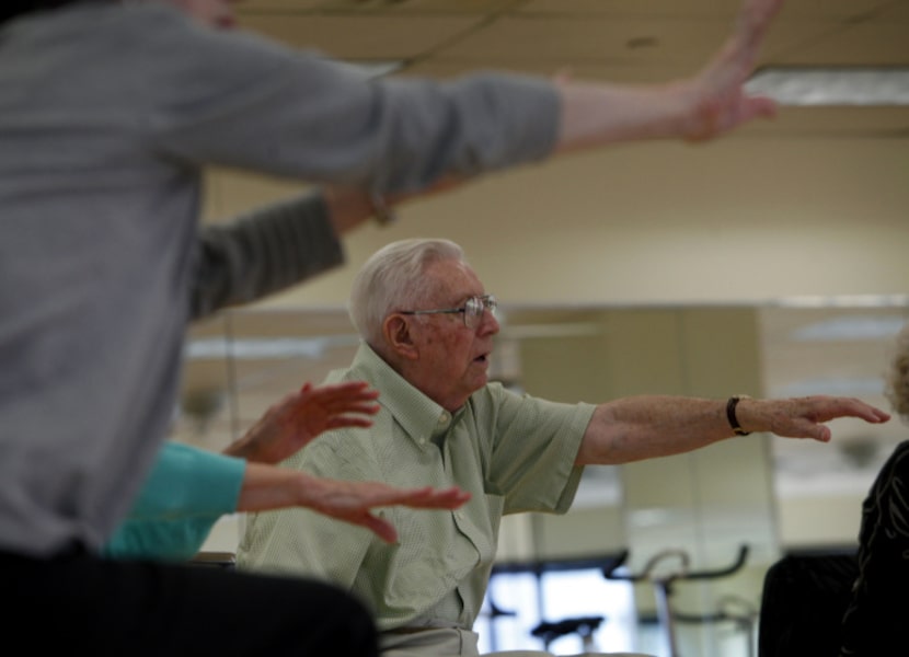 Don Waddington takes part in the class, which is emotional therapy, too, another participant...