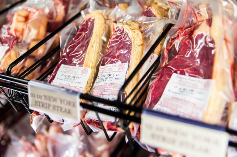 Cuts of beef are on display at Burgundy's Local Grass Fed Meat Market in Ross Avenue in...