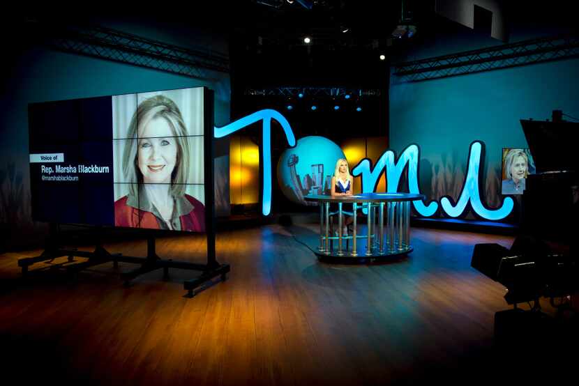 U.S. Rep. Marsha Blackburn phones in to a taping of Lahren's show, "Tomi." (G.J....