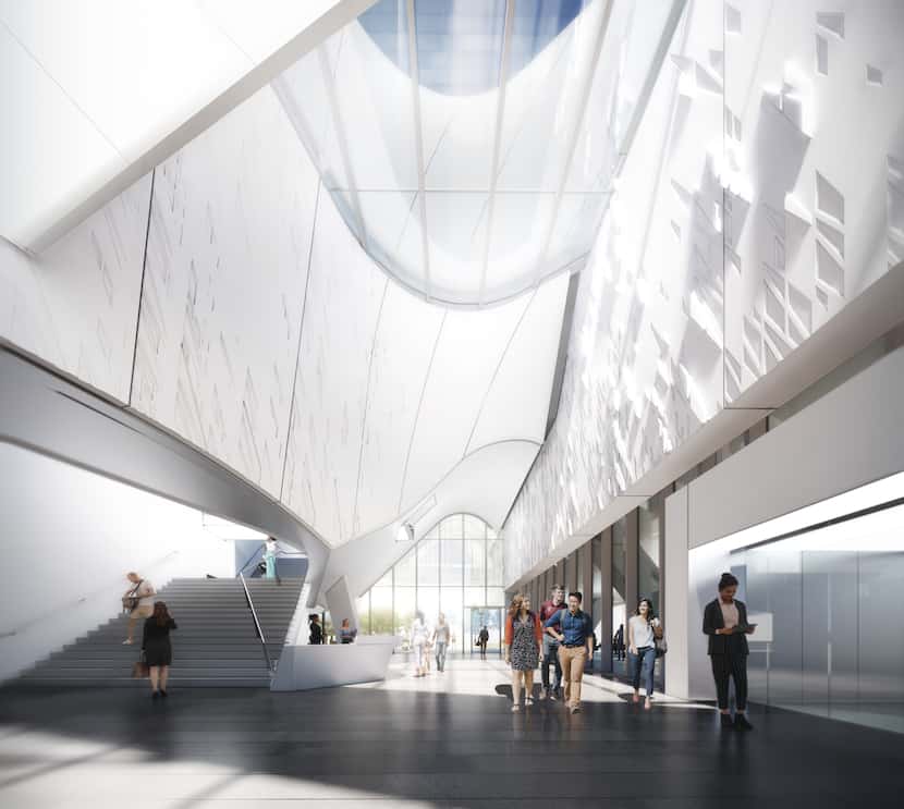 Rendering of the lobby atrium of the proposed Crow Museum of Asian Art at UTD. (Courtesy...