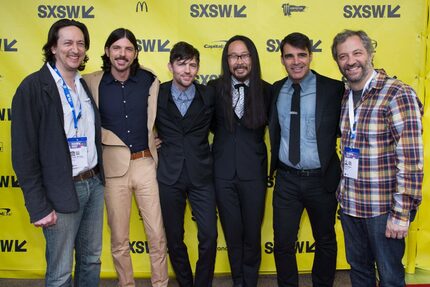 (L-R) Producer Michael Bonfilio, musicians Seth Avett, Scott Avett, Joe Kwon, Bob Crawford,...