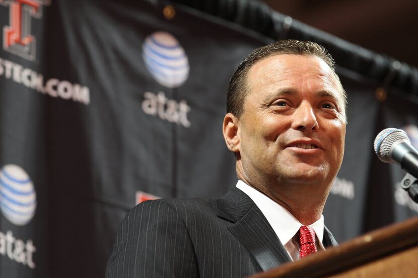 Texas Tech men's basketball coach Billy Gillispie speaks during a news conference at United...