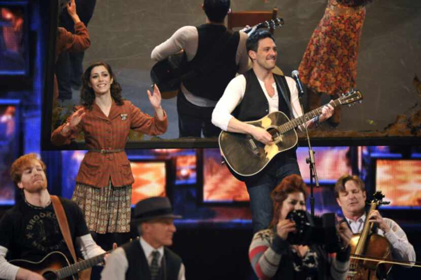 Cristin Milioti (left) and Steve Kazee perform in a scene from "Once" at the Tony Awards on...