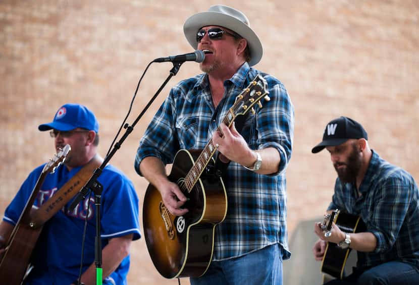 Pat Green and other musicians performed as fans celebrated Texas Rangers Opening Day with...
