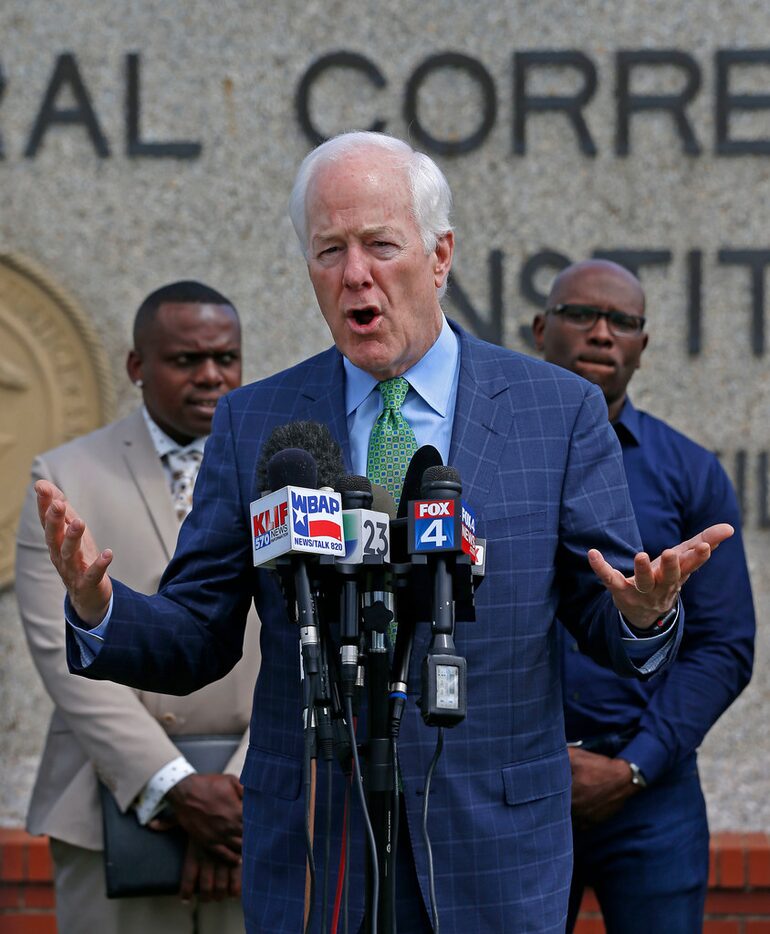 Sen. John Cornyn speaks about his prison reform efforts outside the federal lockup in...