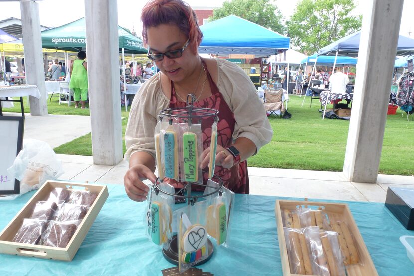 Michelle Bickford makes custom-designed sugar-cookie sticks, among other baked goodies, for...