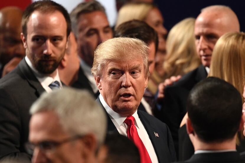 Republican nominee Donald Trump looks on after the final presidential debate at the Thomas &...