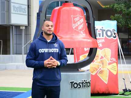 Dallas Cowboys quarterback Dak Prescott shoots a promotional video for Tostitos and The...