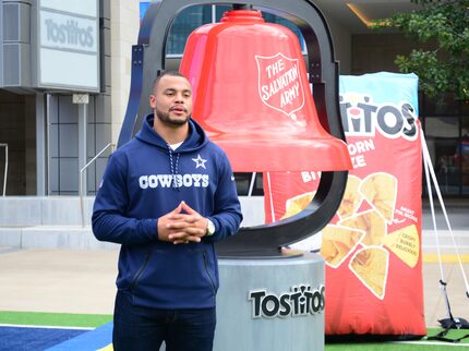 Dallas Cowboys quarterback Dak Prescott shoots a promotional video for Tostitos and The...