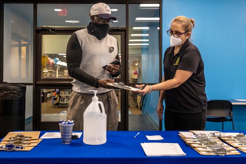 Dallas County Health and Human Services Community Outreach Team member Marisa Gonzales...