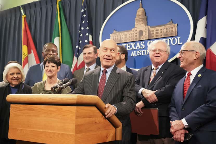 State Sen. John Whitmire, D - Houston, speaks at a news conference after the property tax...