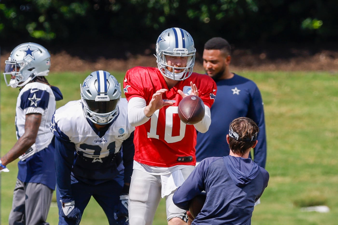 Dallas Cowboys quarterback Cooper Rush (10) in action during an