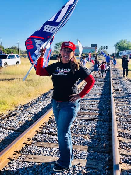 McAllen resident Eva Arechiga posed at a Trump Train rally she organized earlier this year....