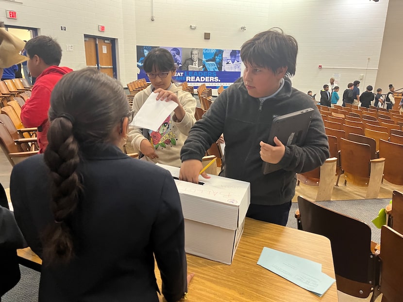 Martin Weiss Elementary students cast ballots in a mock election.