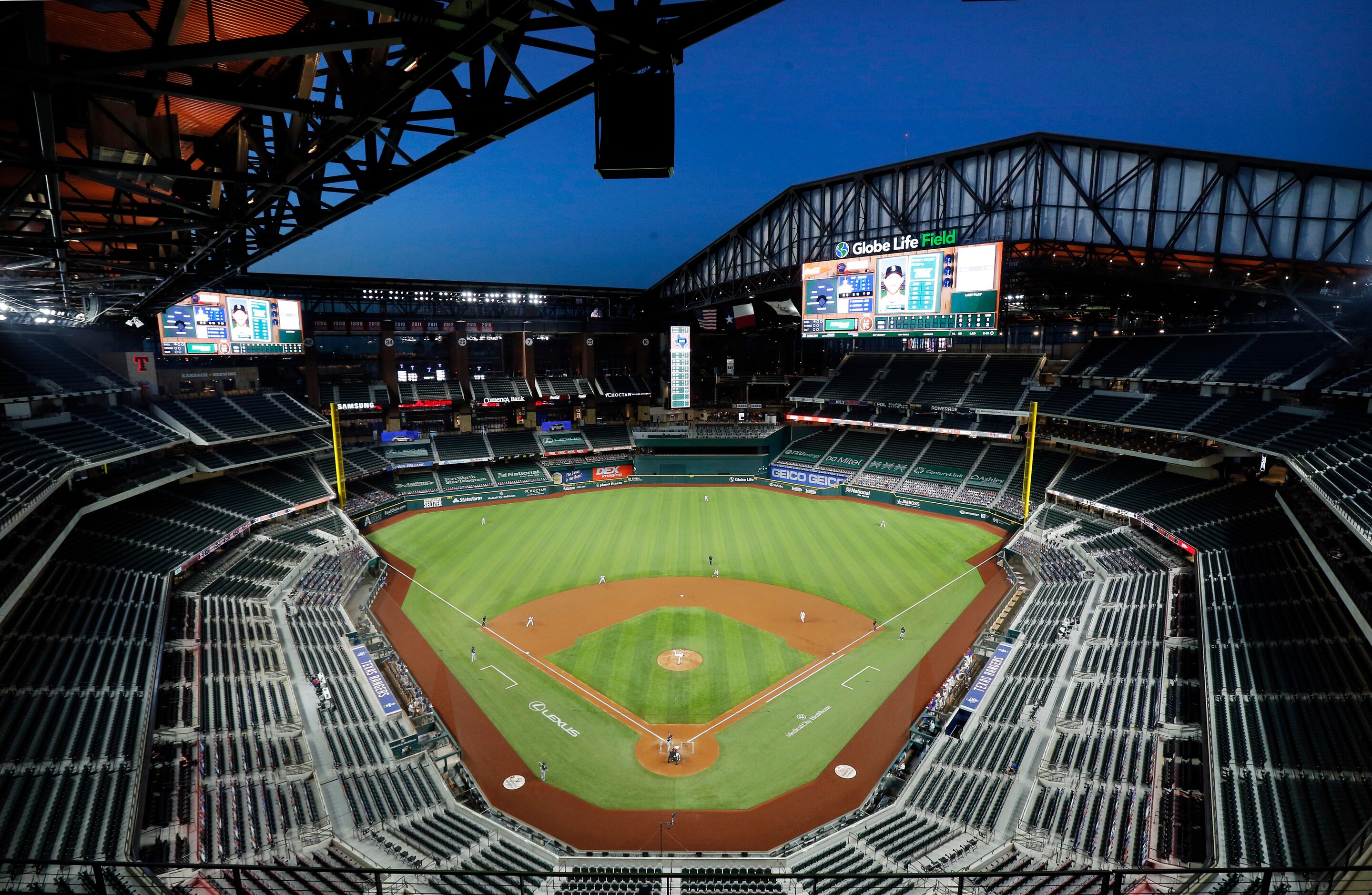 The retractable roof of Globe Life Field was open for the first time during a regular season...