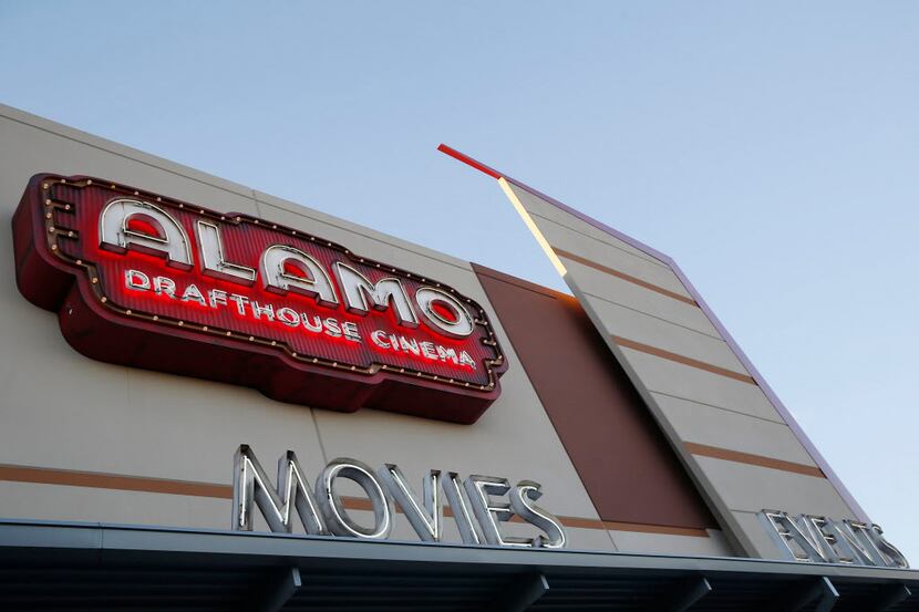 The exterior of the Alamo Drafthouse Cinema where the film "The Interview" is playing in...