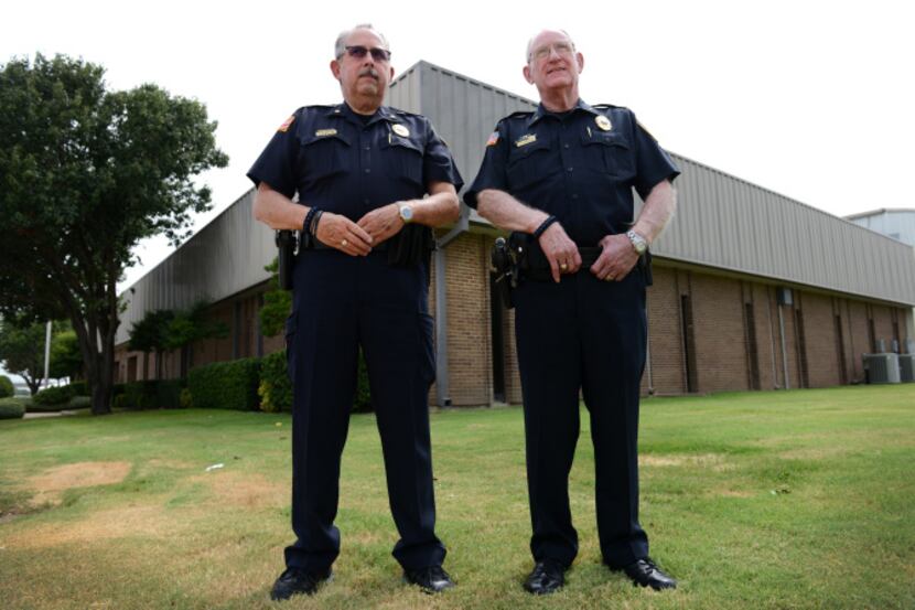 Garland ISD security supervisor Larry Nolen (left) and security coordinator Bob Jackson are...