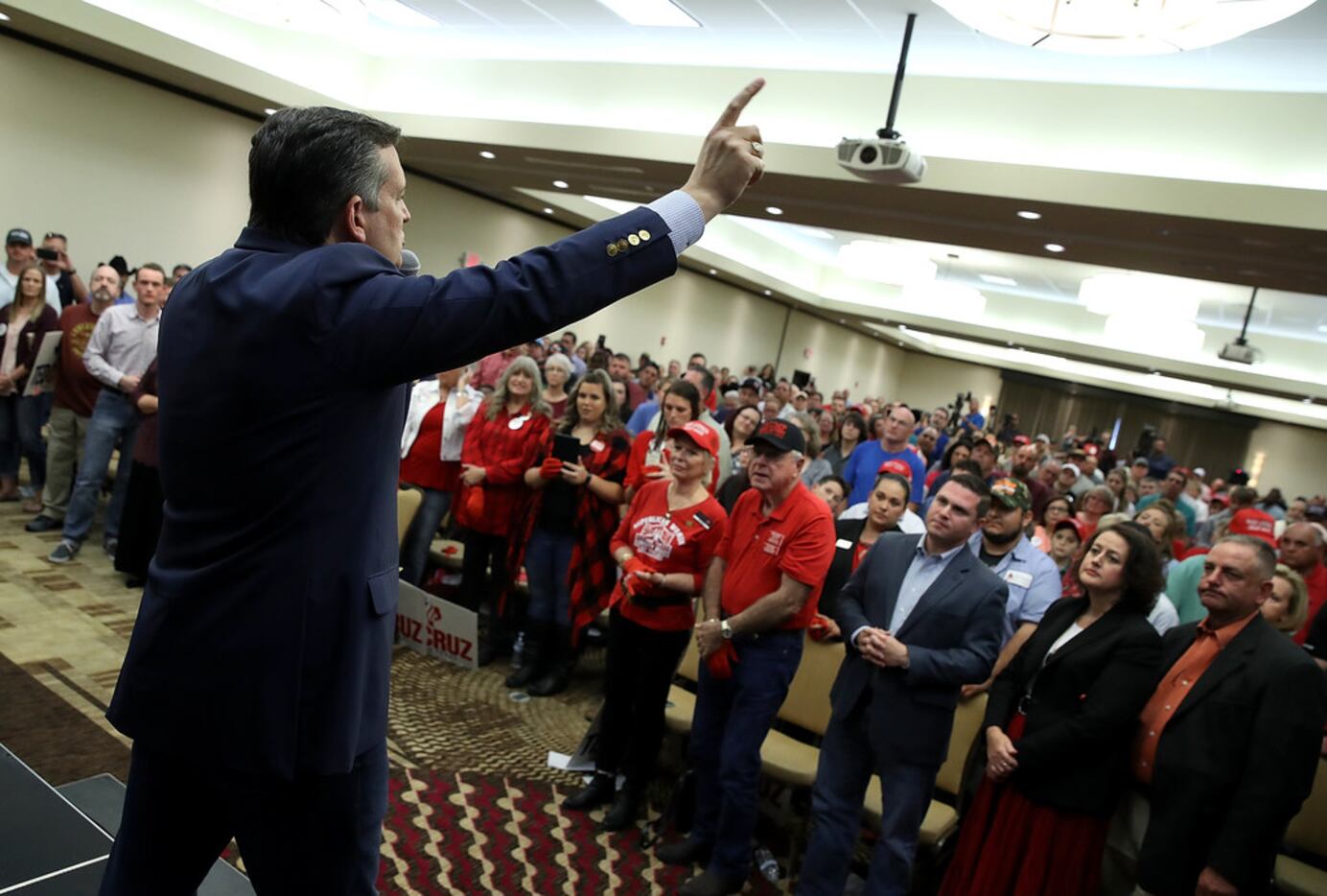 U.S. Sen. Ted Cruz, R-Texas, speaks during a Get Out The Vote Bus Tour rally on November 3,...
