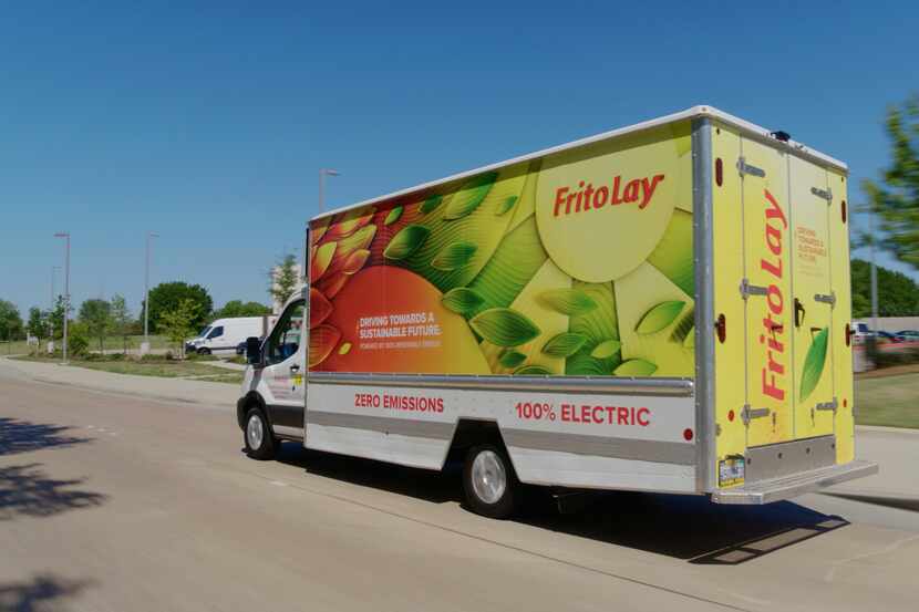 The first of 40 all-electric Ford delivery vehicles that Frito-Lay will use in Carrollton...