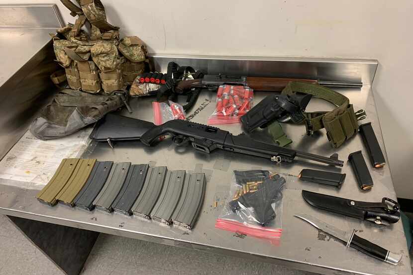 Fort Worth police provided this photo of firearms and other materials recovered from an...