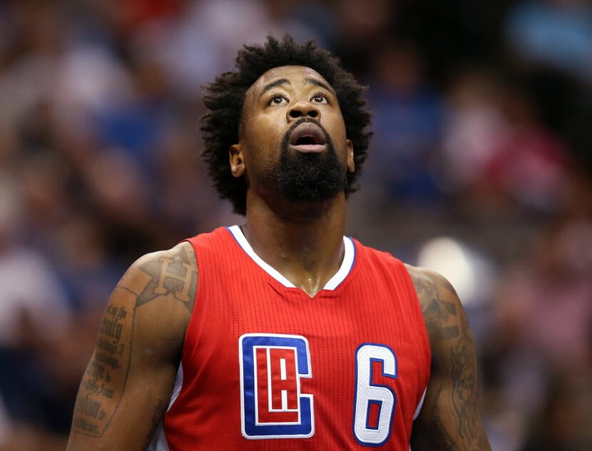 Los Angeles Clippers center DeAndre Jordan (6) waits for the free throw shot in a game...