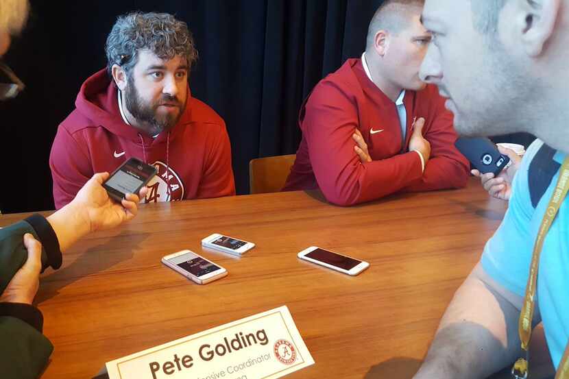 Alabama co-defensive coordinator Pete Golding meets with reporters at Orange Bowl media day...