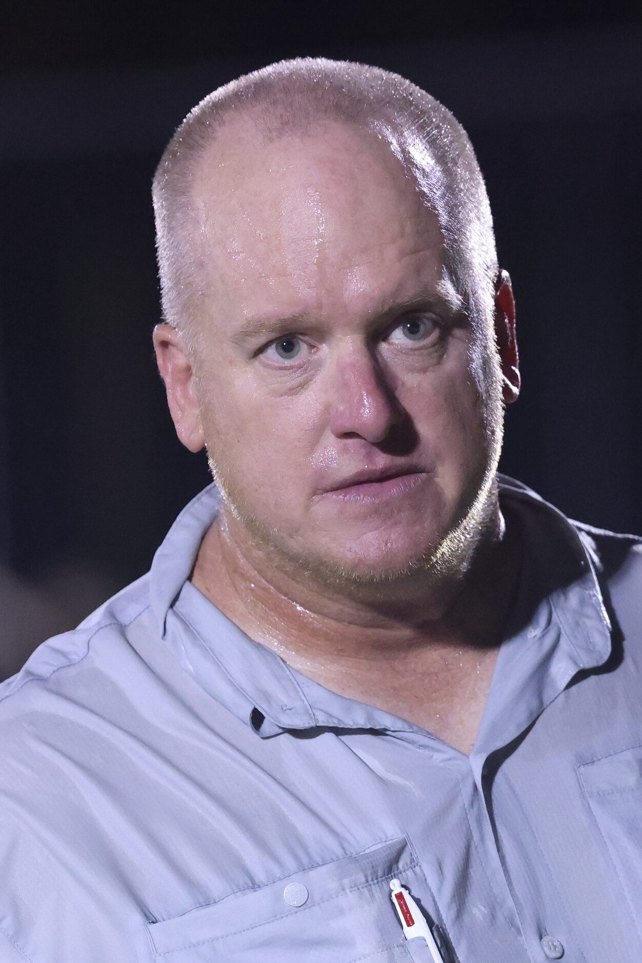 Cistercian Preparatory School head coach James Burk after winning the football game against...