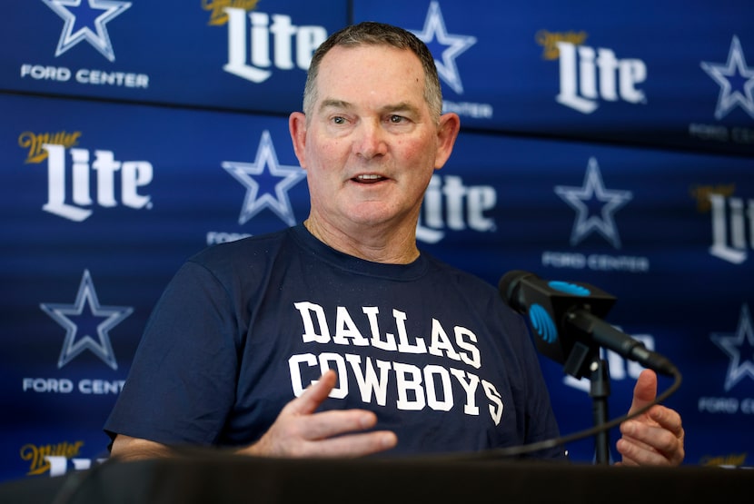 New Dallas Cowboys defensive coordinator Mike Zimmer addressed the media during an...