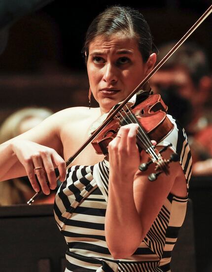 Violinist Elena Urioste played while Kevin John Edusei conducted the Dallas Symphony...