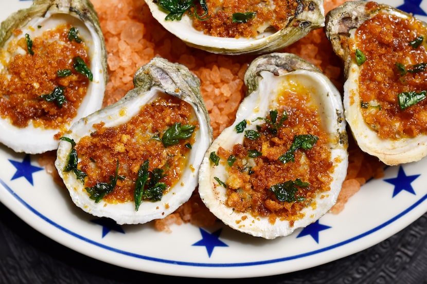 Wood-fired oysters with pepperoni