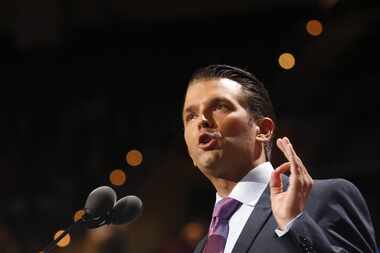 Donald Trump Jr., son of Republican presidential candidate Donald Trump, speaks during the...