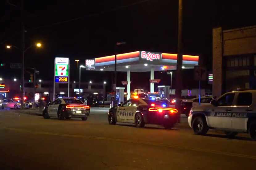 Dallas police outside the 7-Eleven at 111 N. Carroll Ave. in Old East Dallas, where an...